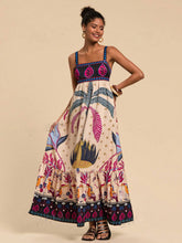 Square Neck Tropical Printed Vacation Dress